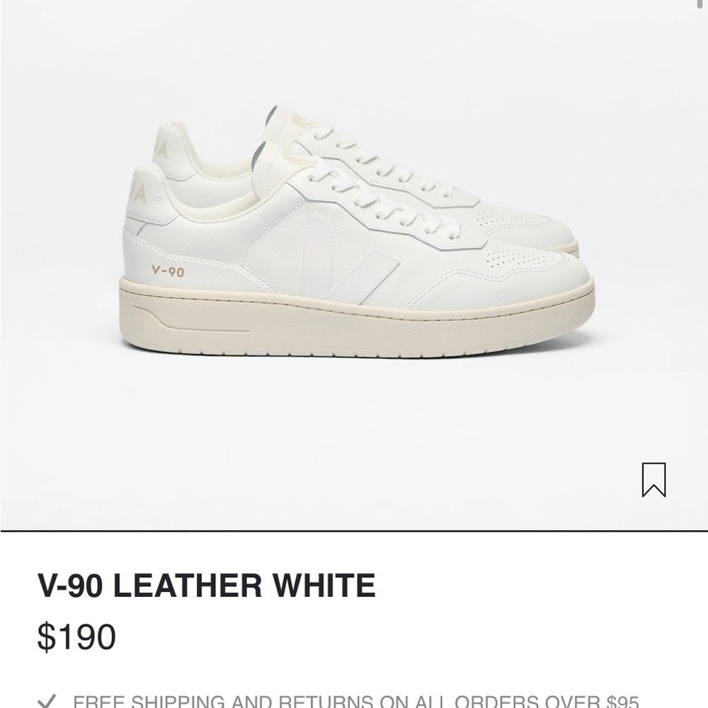 Veja V90 White Leather Sneakers - Picture 5 of 5